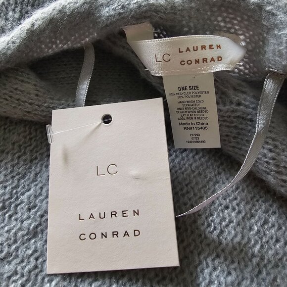 NWT Lauren Conrad Pale Blue Women's Poncho Sweater One Size - Picture 9 of 13
